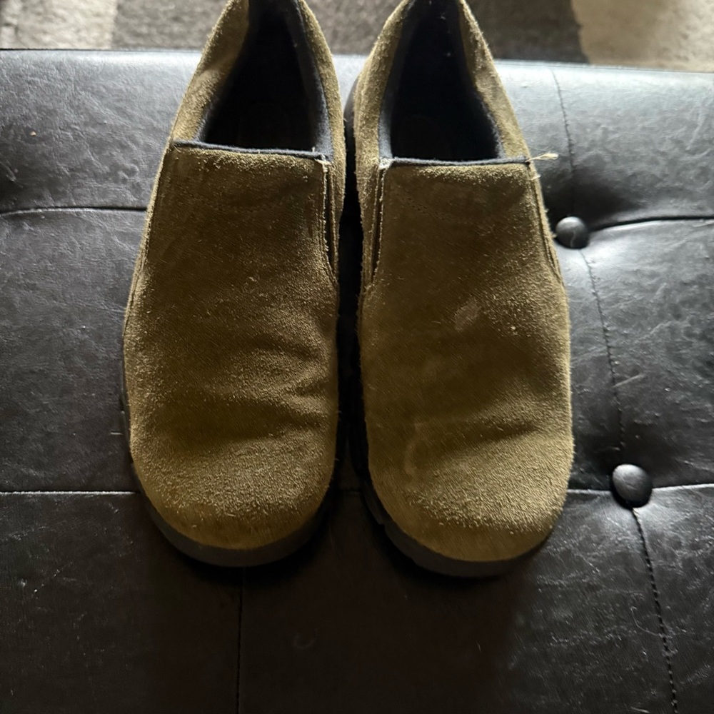 Women's Olive Suede Slip-On Shoes